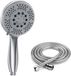 Vinabo Douchekop met slang 1,5 m, Zilver/zwart, Rond
