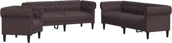 vidaXL 3-delige Loungeset stof donkerbruin