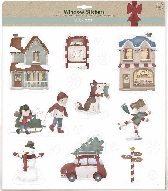 Little Dutch Kerst Raamstickers - Herbruikbaar - 18 stuks