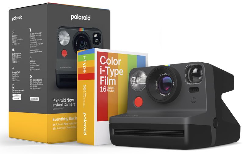 Polaroid Now Gen 2 Black Instant Camera - Includes 16 Photos