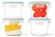 Contenant en verre 120 ml - Jeu de 4 - Anti-fuite - Sans BPA - Verre borosilicaté - Compatible micro-ondes/congélateur - Récipient alimentaire