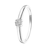 Lucardi Dames Ring bezet met zirkonia van Swarovski - Ring - Cadeau - Echt Zilver - Zilverkleurig