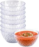 PlasticForte Schaaltjes - kristal stijl - kommetjes - 8x - kunststof - 14 x 5 cm - transparant - stapelbaar - soepkommen