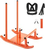 VEVOR Gewichts Slee, Staal Power Sled, Fitness Kracht Training Slippers voor Sportieve Oefening Snelheid Verbetering, Workout Fitness Apparatuur met Handvat, Compatibel met 25/51 mm Gewichts Platen, Oranje