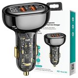 Usams Station de charge. 2x USB, 1x USB-C, 125W charge rapide, noir transparent. Modèle : CC158CC01 (US-CC158)