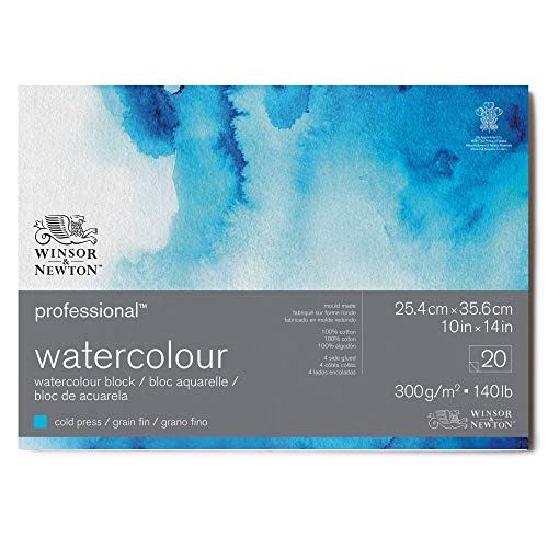 Winsor & Newton Professional Aquarellpapier Block - 20 Blatt - 25,4 x 35,6cm - 300g/m² - Feinkorn