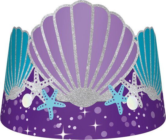 Amscan Papieren Kroon Zeemeerminnen 8 Stuks - Paars/Blauw/Zilver