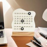 Merkloos Retro bureaukalender, houten bureaukalenderstandaard, eeuwigdurende plannerkalender, Montessorikalender, datumplannerkalender, maand-, week- en datumweergave voor bureau, kantoor, huis en kamerdecoratie (wit)