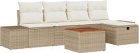 vidaXL Tuinbank - Set - 6 - st - Beige - Poly - rattan