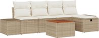 vidaXL Tuinbank - Set - 6 - st - Beige - Poly - rattan