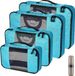 Unyqoos® Set de 5 boîtes de rangement / organisateur de valise – 2 grandes, 1 moyenne, 1 petite, toutes en mesh, plus une trousse pour brosses à dents, en polyester, noir, adapté aux vêtements, cosmétiques et chaussures