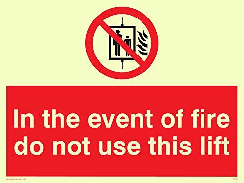 Viking Signs Viking Signs PV53-A5L-PV "In The Event Of Fire Do Not Use This Lift" Sign, Photoluminescent Sticker, 150 mm H x 200 mm W