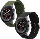 kwmobile 2x horlogebandjes geschikt voor OnePlus Watch 3 / 2 / 2R / Oppo Watch X2 bandje - Smartwatch bandjes van TPU - Activity tracker horloge band in zwart / donkergroen