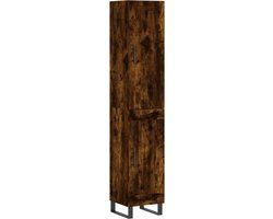 vidaXL Hoge kast 34,5x34x180 cm bewerkt hout gerookt eikenkleurig