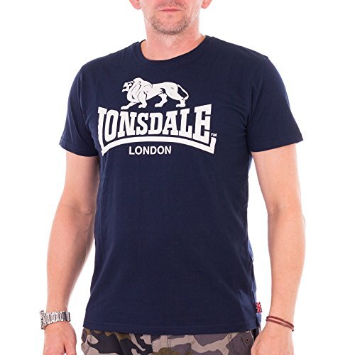 Lonsdale Logo T-shirt voor heren, marineblauw, groot