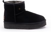Warmbat Wallaby Suede boot Plateau Dames Laarzen - Zwart