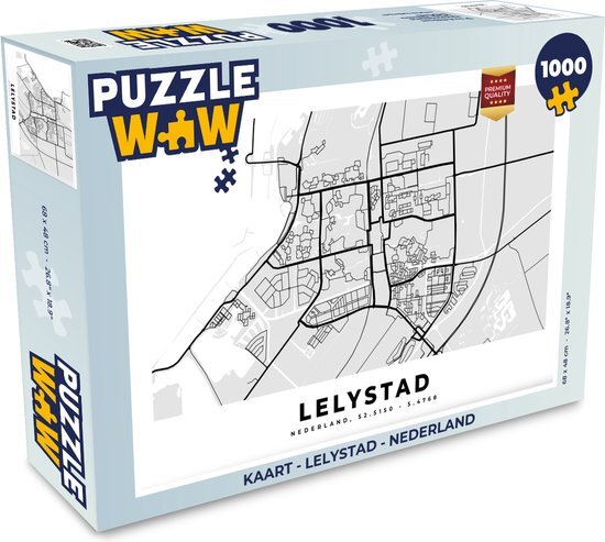 MuchoWow Puzzel Kaart - Lelystad - Nederland - Legpuzzel - Puzzel 1000 stukjes volwassenen