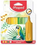 Merkloos Maped Fluorescerende Markeerstiften Set, 4 Stuks, Mix Kleuren