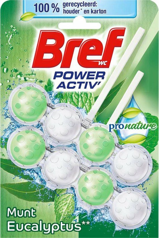 Bref Toiletblok Power Activ Pro Nature Munt Eucalyptus - 2 stuks