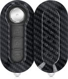 kwmobile autosleutelhoes geschikt voor Fiat Lancia 3-knops inklapbare autosleutel - hardcover beschermhoes - Carbon design - zwart