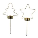 Riffelmacher & Weinberger 10155 Adventssteker voor theelichten. Ster/boom soort. metaal. 11x24 cm. 1 stk. Goud