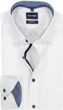 OLYMP Luxor comfort fit chemise - popeline - blanc avec contraste bleu - Repassage facile - Tour de cou : 40 (Taille UE : M)