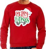 Bellatio Decorations Merry fitmas Kerst sweater / Kerst trui rood voor heren - Kerstkleding / Christmas outfit XL