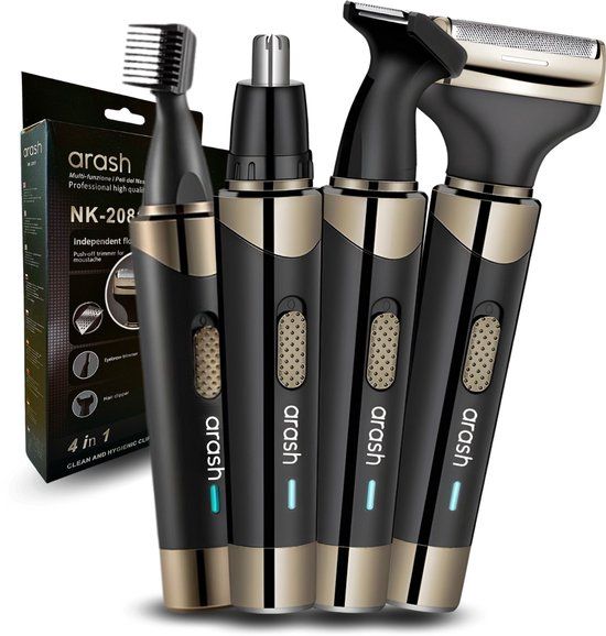 arash® 4-in-1 Neustrimmer - Oplaadbaar - Zwart/Goud