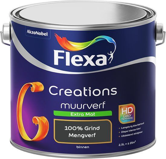 FLEXA Creations Muurverf - Extra Mat - Mengkleuren Collectie - 100% Grind - 2,5 liter