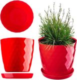 Merkloos / Sans marque Kadax Bloempot, pot voor bloemen en planten met onderzetter, plantenbak, licht en duurzaam materiaal, decoratieve pot voor planten (20 cm, rood)