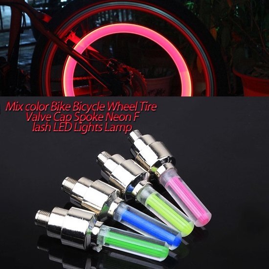 Wikideal.nl Firefly LED - Fietswielverlichting - Ventielbevestiging - Set van 2 - Roze