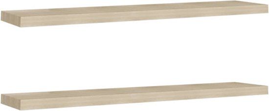 vidaXL Zwevende Wandschappen - Set van 2 - Eikenkleurig - 120x23,5x3,8 cm - MDF