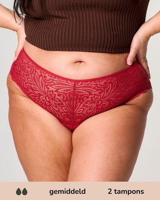 Moodies Undies Moodies menstruatie ondergoed - Hipster Lace - Rood - Maat XL