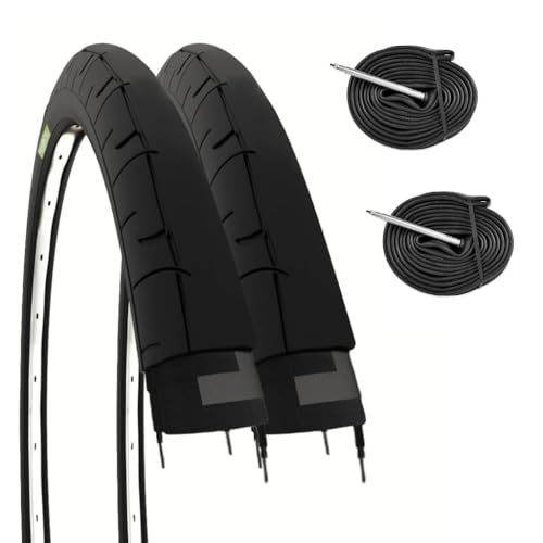 2 Straatfietsband 700 x 23C (23 – 622) + binnenband buitenband voor vaste racefiets Road (camera's met ventiel 48 mm)