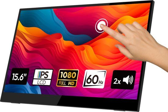 Logicom Nomad Touch Portable Monitor - 15.6" Full HD IPS Touchscreen - USB-C & Mini HDMI - Kickstand - Black