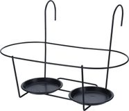 ProGarden Support de jardinière double - jardinière avec suspension - métal noir - 40 x 19 x 28 cm