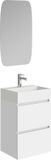 Xellanz Mini Badkamermeubel Set - 45cm - Glans Wit - 2 Laden - Keramische Wastafel - Spiegel