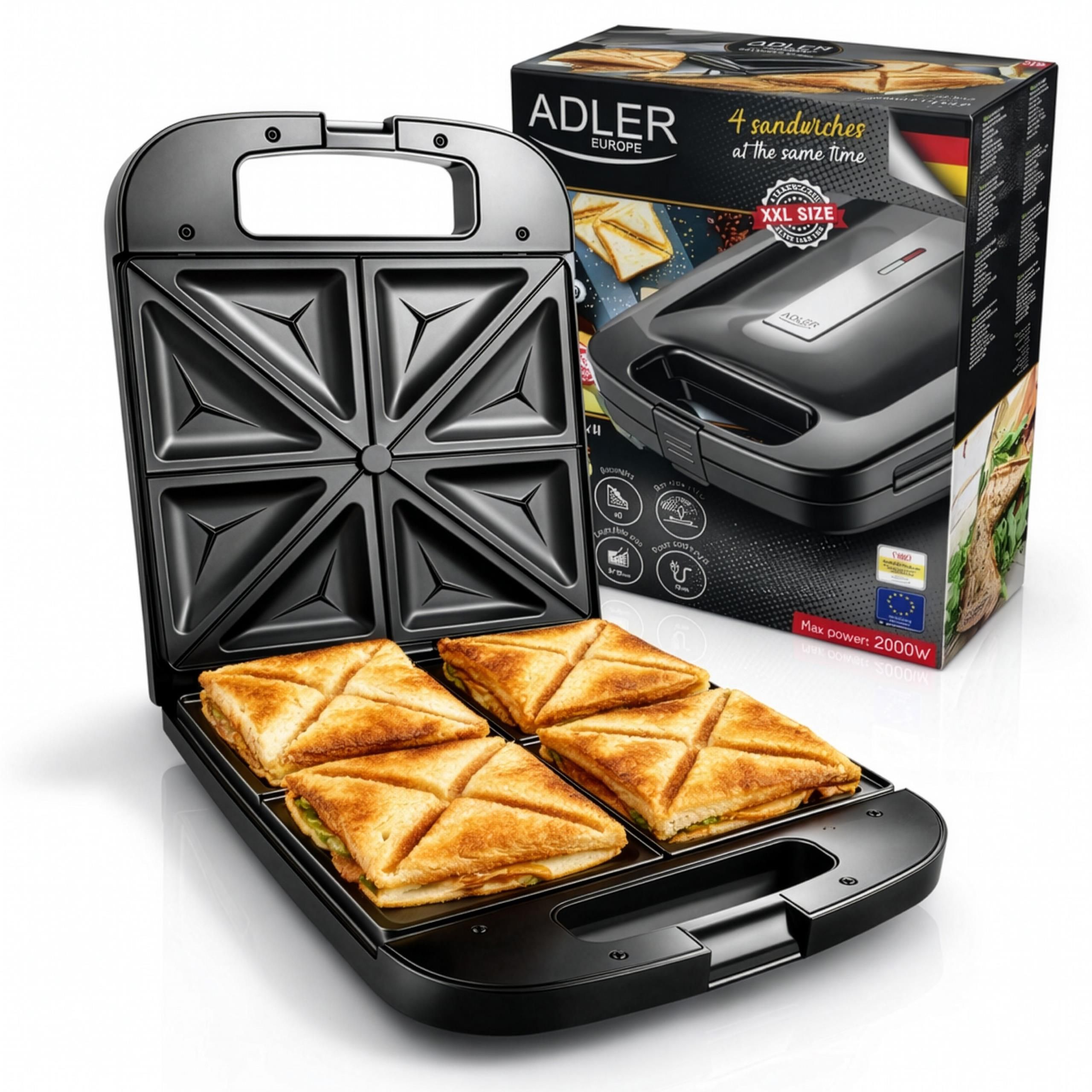 Adler AD 3055 Sandwichmaker XXL, 2000 W