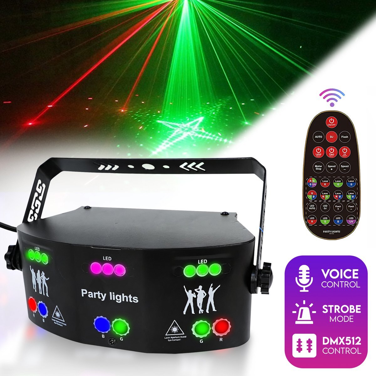 MSP Global Products 15 eye laser light - laser - Stroboscoop - Discolamp - DJ lamp - Feestverlichting - Disco - DMX - Discobal - Discolamp kinderen - Discobol - lasers