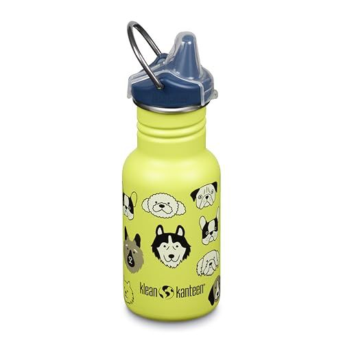 Klean Kanteen Drinkfles Classic Narrow (Sippy Cap) met drinkdop van roestvrij staal in de kleur groen met een volume van 355 ml, 1011203