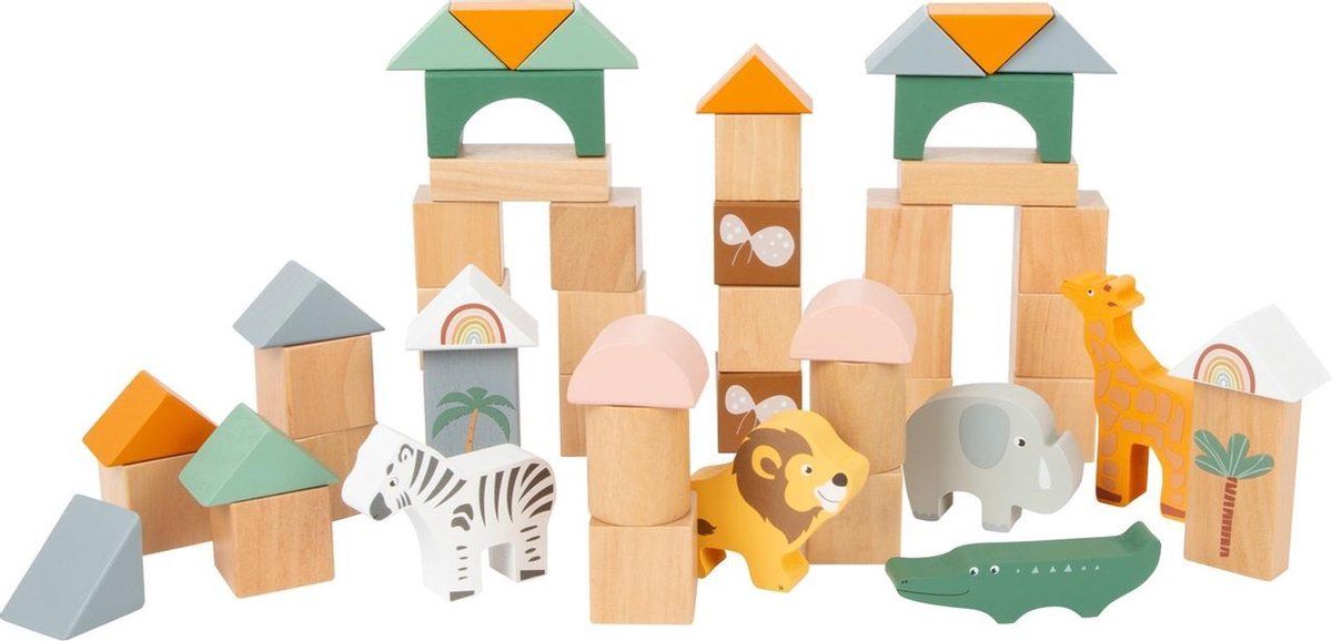 Small Foot Dieren houten bouwstenen - 50-delige set