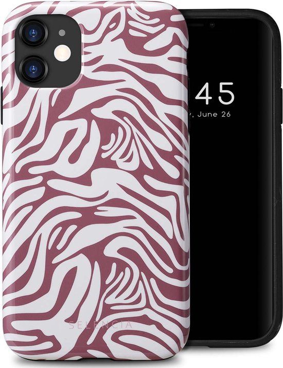 Selencia Hoesje iPhone 11 - Vivid Backcover - Trippy Swirl Dark Rose