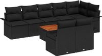 vidaXL Tuinbank - Set - 9 - st - Zwart - poly - rattan