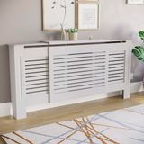 Vida Designs Milton Radiatorombouw Wit - Verstelbaar - Modern horizontaal lamellenontwerp voor optimale warmtecirculatie - H82xW140-204xD19cm - Geschilderde MDF-kast Ideaal voor woonkamer en gang