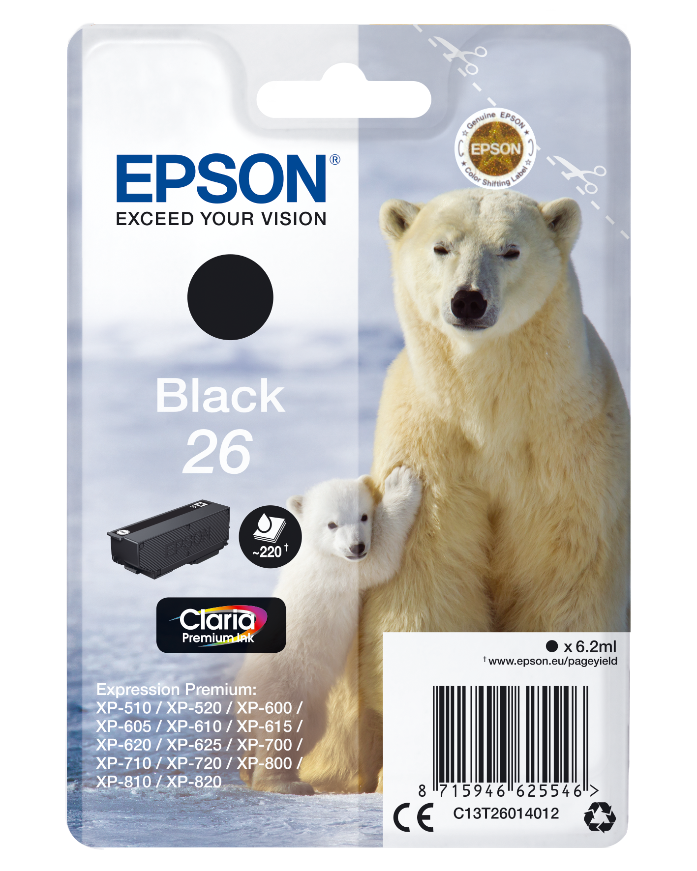 Epson 26 Black Claria Premium Ink Cartridge - Single Pack