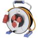 as - Schwabe Xperts 23994 Metalen kabelhaspel met dubbele buis, 40 m, beschermende isolatie, 5-polige CEE-stekker 400 V, 2 geaarde stopcontacten, 1 CEE-stopcontact, 5-polig, 400 V, 16 A, klapdeksel