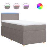 vidaXL Boxspringbed met matras, taupekleurig, 100x200 cm, met stoffen bekleding