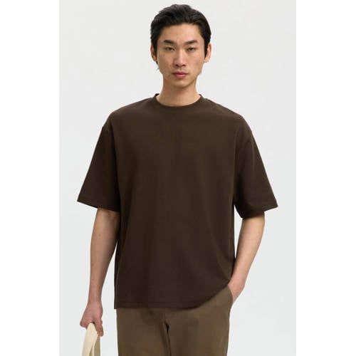 Selected oversized T-shirt bruin