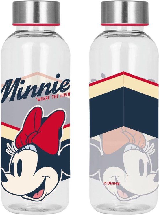 Disney Minnie Mouse Waterfles - 0.85L - Rood/Zwart/Transparant