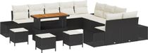 vidaXL Tuinbank Set Zwart Polyrattan 1-Zits Inclusief Kussen Ja Opbergruimte Ja